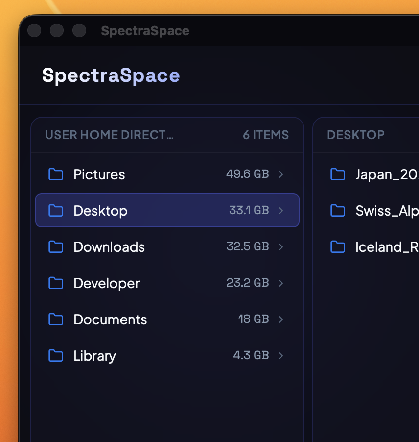 SpectraSpace Home Directory Scan View